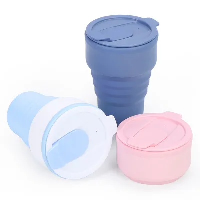 Wholesale Bpa Free Silicone Outdoor Air Flight Mug Business Gift Set Folding Water Coffee Mug Portable Drinking Cup