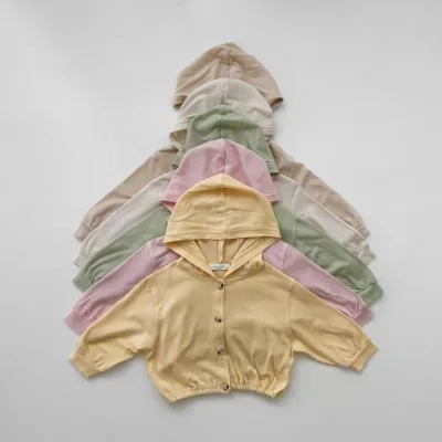 Cartoon Design Summer Kids Baby Girl Sunscreen Clothes air Conditioning Cardigan Thin Small Hooded Jacket