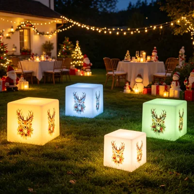 Custom Size Square Christmas Light with Photo, Solar Powered, Waterproof for Outdoor Holiday Yard Decor