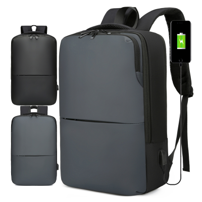 2023 Simple Design USB Backpack Coated Oxford Fabric Rucksack for Business Travel Waterproof Laptop Knapsack Mochila