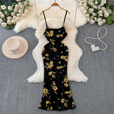 Customized Summer Long Dress Gold Black off Shoulder Wrapped Dress