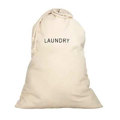 Customized Drawstring Washable Cotton Canvas Laundry Bag