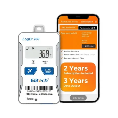 Elitech GPS Cellular Digital Display Temperature Humidity Monitor Remote Alerts 2-Year Subscription for Vacation Home/RV Pet