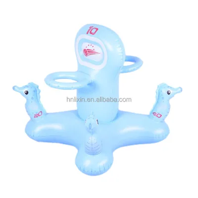 Cool Summer Beach Family Party Gift Inflatable Blue Seahorse Hoop Ring Toss Games Toddler Indoor Outdoor Water Play Pool Toys