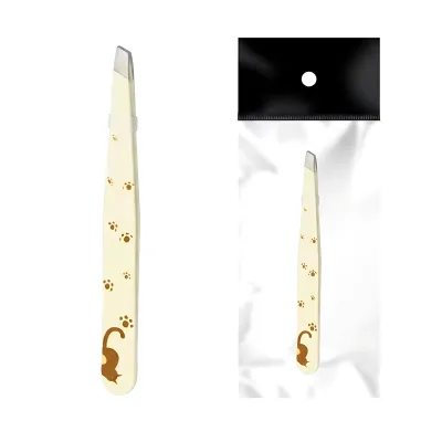 Cute Printed Slanted Stainless Steel Eyebrow Tweezers Set Professional Precision Hair Removal for Splinter and Ingrown Hair