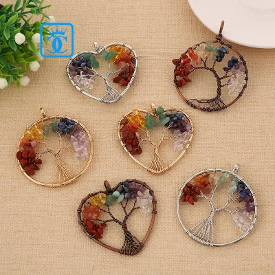 High Quality Natural Amethyst Crystal Quartz Life Tree Pendant Necklace Seven Chakra Energy Yoga Gift Pendant
