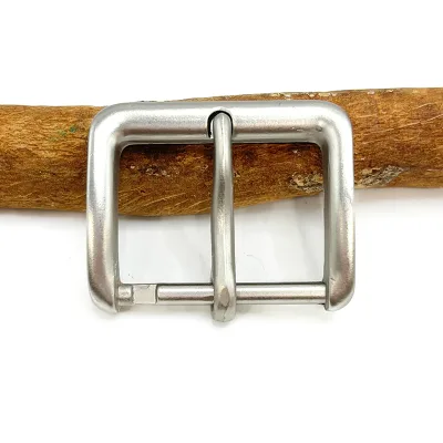 4cm Metal Belt Buckle for Men, Single Pin Casual Leather Craft Half Buckle for Jeans, Fits 37-39mm Belts