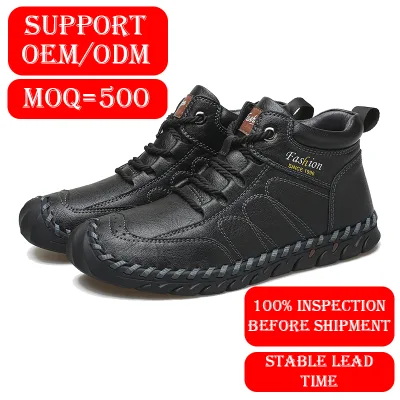 OEM Men's Western Hiking Boots 2032 Microfiber Leather Upper Rubber Outsole Breathable Non-Slip Lace-Up Ankle Boots for Outdoor