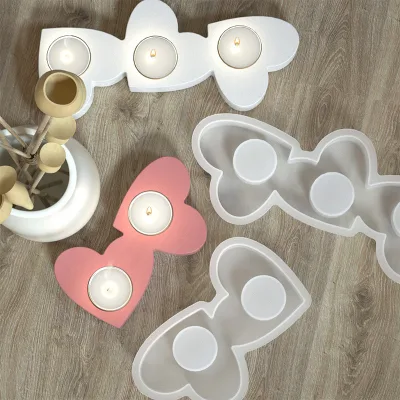Crystal Drop Glue Resin Love Valentine's Day Porous Heart Candle Mold Resin Mold Vase