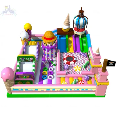 Carnival Theme Inflatable Amusement Park With Slides and Gamesa for Kids Commercial Outdoor Playground Equipment