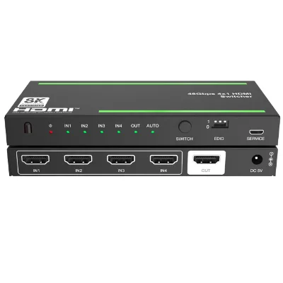 PINWEI 8K 60Hz 48G 4x1 for Switcher with ARC/eARC Audio De-embedded EDID CEC Metal
