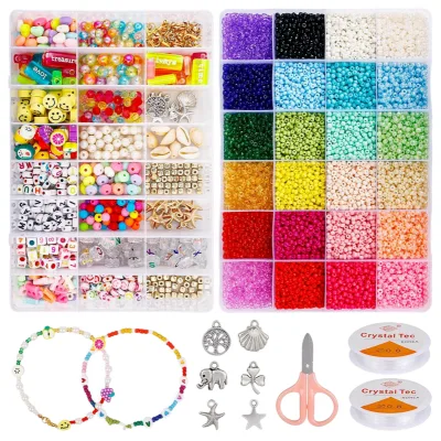 Hot Selling Glass Beads Acrylic Round Beads Smiling Bracelets Children's DIY Jewelry Making Kit