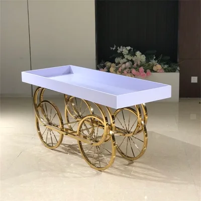 White Metallic Candy Cart for Indoor/Outdoor Wedding Party Decorations and Birthdays Props Wholesale