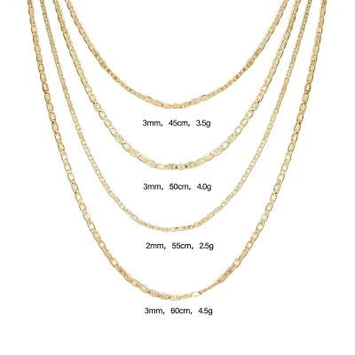 Elfic Hot Sale Gold Plated Necklace 14k Gold Plated 18inch-24inch Cuban Chain