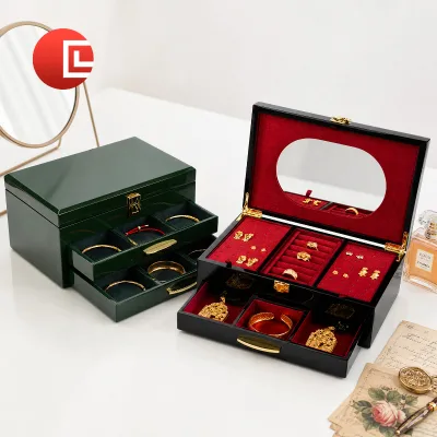 Luxury Piano Finish Jewelry Gift Box, Multi-Tier Organizer for Rings, Necklaces, Bangles & Precious Gems