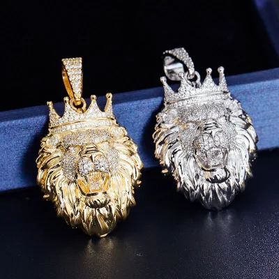 Fashion Lion Design Lucky Necklace 925 Sterling Silver Hip Hop Necklace Small Size Mossanite Chain and Pendant