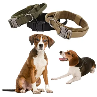 Adjustable Tactical Dog Collar Heavy Duty Metal Buckle with Control Handle for Small Large Dogs Safety Pet Training Collar
