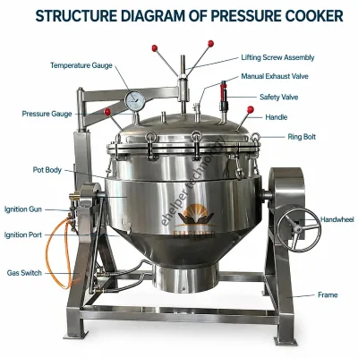 Large Capacity Bone Broth Industrial Pressure Boiling Pot Meat Bean Cooking Machine for Restaurant Kitchen Food Industry