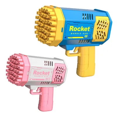 Hot Sale 40 Hole Bubble Gun Gatling Mini Version Space Blue Light Children Outdoor Toy Rocket Launcher Bubble Machine for Promotion