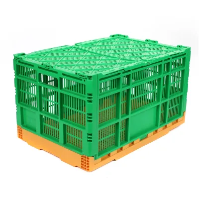 Ventilated Mesh Foldable Storage Basket Nestable Solid Plastic Crate Collapsible Box Convex Bottom for Home Office Organization