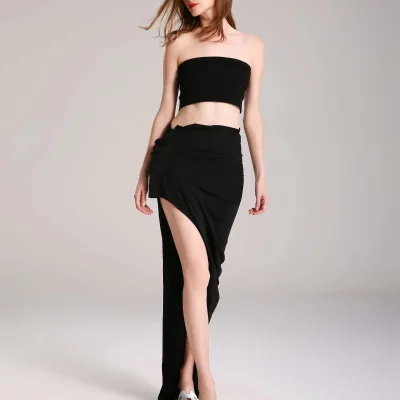 Wholesale Custom Black Bodycon Skirt Maxi Long Pencil Skirt Elegant Sustainable Winter Fabric High Print Women's Office Work