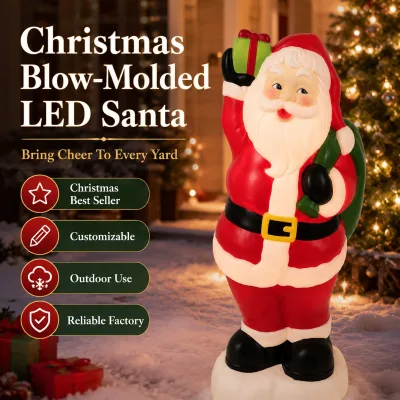 Personalized Santa Claus Figurine 37.5x28x91.5cm Plastic Eco-Friendly Modern Design Built-in LED Lighting Musical Option