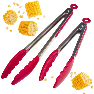 12 Inches Utensils Silicone Rubber Long Sizes Custom Logo Heavy Duty BBQ Food Tongs