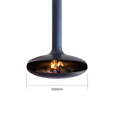 Modern UFO Shape Ceiling Hanging Fireplace Rotatable Wood Burning Stove Custom Size For Villa Living Room Interior Decoration
