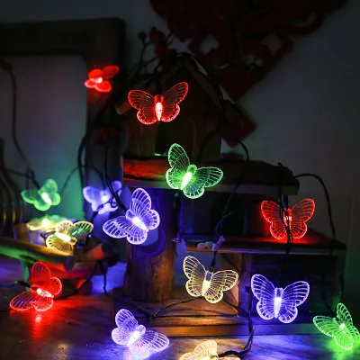 Crystal Butterfly Outdoor Solar String Lights 30 LED Light 8 Modes IP65 Waterproof Patio Garland Street Christmas Lamp