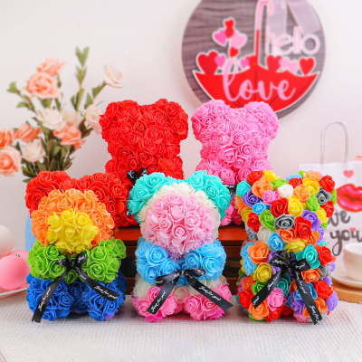 Valentine's Day Immortal Flower Rose Bear Gift Creative Simulation Foam Flower Hugging Bear Gifts Girlfriend Mother's Day Gift