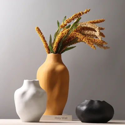 Nordic Ceramic Flower Vase Wabi-sabi Wedding Home Decor Minimalism Clay Terracotta Vases Art Craft Ornament
