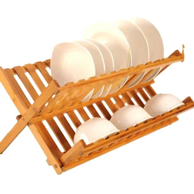 Dish Rack Bamboo Kitchen Storage Holder Dish and Bowl Kitchen Tableware Rack