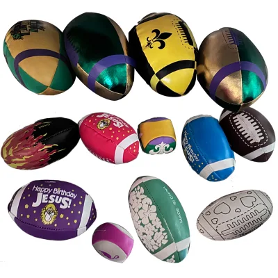 2025 Custom Design New Orleans Parade Souvenir Soft Stuffed Vinyl Stress Ball Mardi Gras Fleur De Lis Footballs