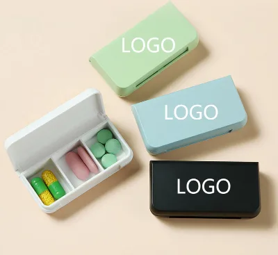 Wholesale Cute Small Compact Travel Portable 6.6*3.4*1.4cm Medicine Box Made of Durable pp Plastic Customised Medicine Pill Box