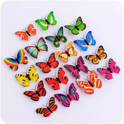 Wholesale 3D Butterfly LED Night Light Wall Stickers Glowing Lamp Animal Lights Bedroom Home DIY Decor Mini Night Light