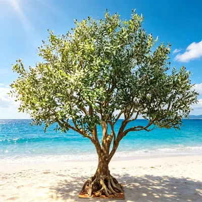 Artificial Plastic Olive Tree Multi Stem Structure Authentic Leaf Detailing for Modern Luxury Architecture Landscaping Interiors