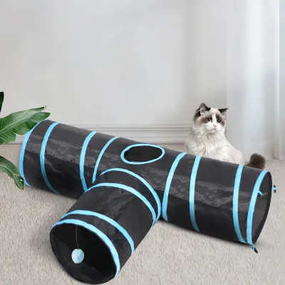 Wholesale Indoor 3-way Through Collapsible Polyester Pet Tunnel Tube Kitty Cat Tunnel With Fun Ball