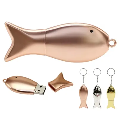 Animal Promotional Fish-Shaped Metal USB Flash Drive Customizable Logo USB 2.0 Interface