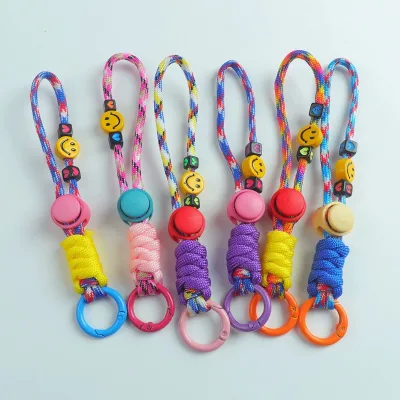 Braided Rope Keychain Colorful Knot Pendant Braided Lanyard Keyring Anti Lost Soft Creative Multicolor Strap Car Key Pendant