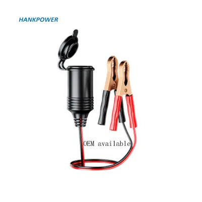 High Quality Alligator Clip Cable to 12V Car Cigarette Lighter Socket