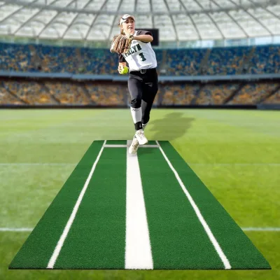 Upgraded Version Softball Pitching Mat with Rubber and Denser Antifade Turf for Pitchers