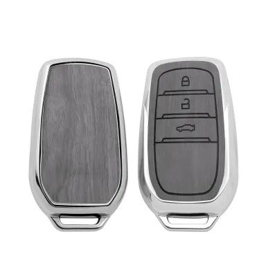 DM Hot Genuine Leather Remote Car Key Fob Cover Key Case Cover Metal Key Cover Gift