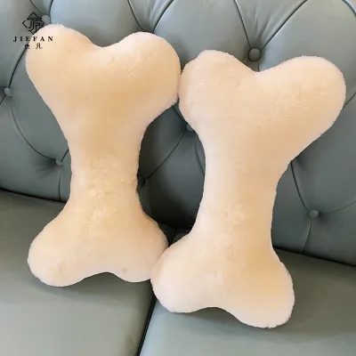 Luxurious High-end Wholesale Customization 100% Real Australian Sheepskin Leather Lamb Fur Pet Dog Soothing Vocalbone Toys Safe