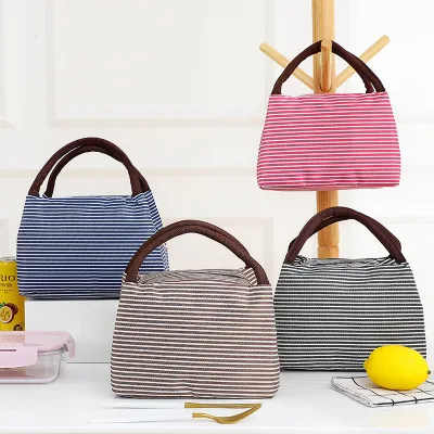 New Style Handheld Oxford Canvas Lunch Box Bag Insulated Bento Bag Thickened Lunch Tote Bag