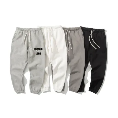 Fashion Custom French Terry Cotton Fitness Tracksuit Street Wear Straight Leg Stacked Sweatpants Men Jogger