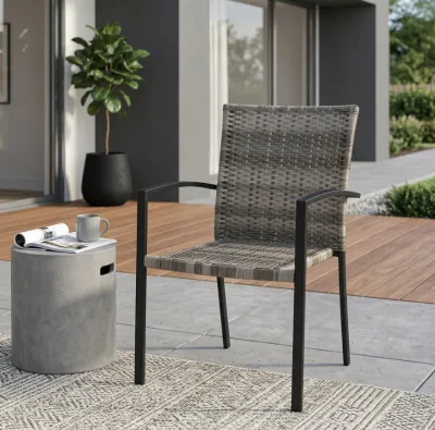 Modern Waterproof Wicker Dining Chair Outdoor Leisure Seating for Cafe Restaurant Hotel Resort