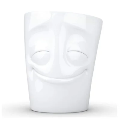 Porcelain Mug with Handle Cheery Face Edition 11 Oz. White Back to School European Style Customizable Color Coffee Mug