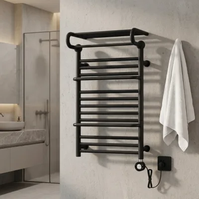 Hydronic Heated Towel Warmer Rack with Mild Steel Construction Powder Coated Finish Fixed Bath Holder for Bathroom
