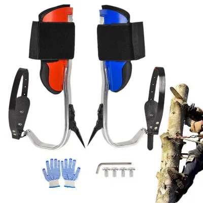 Tree Climbing Spikes for Arborist, Aluminum Alloy Tree Climbing Gear with PVC Leg Leather Strap Tree Climbing Spur Equipment Kit