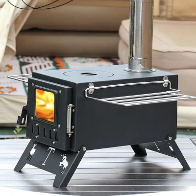 Small Tabletop Wood Stove Low Smoke Outdoor Tent Stove Compact Camping Heater for Picnic Backpacking Travel